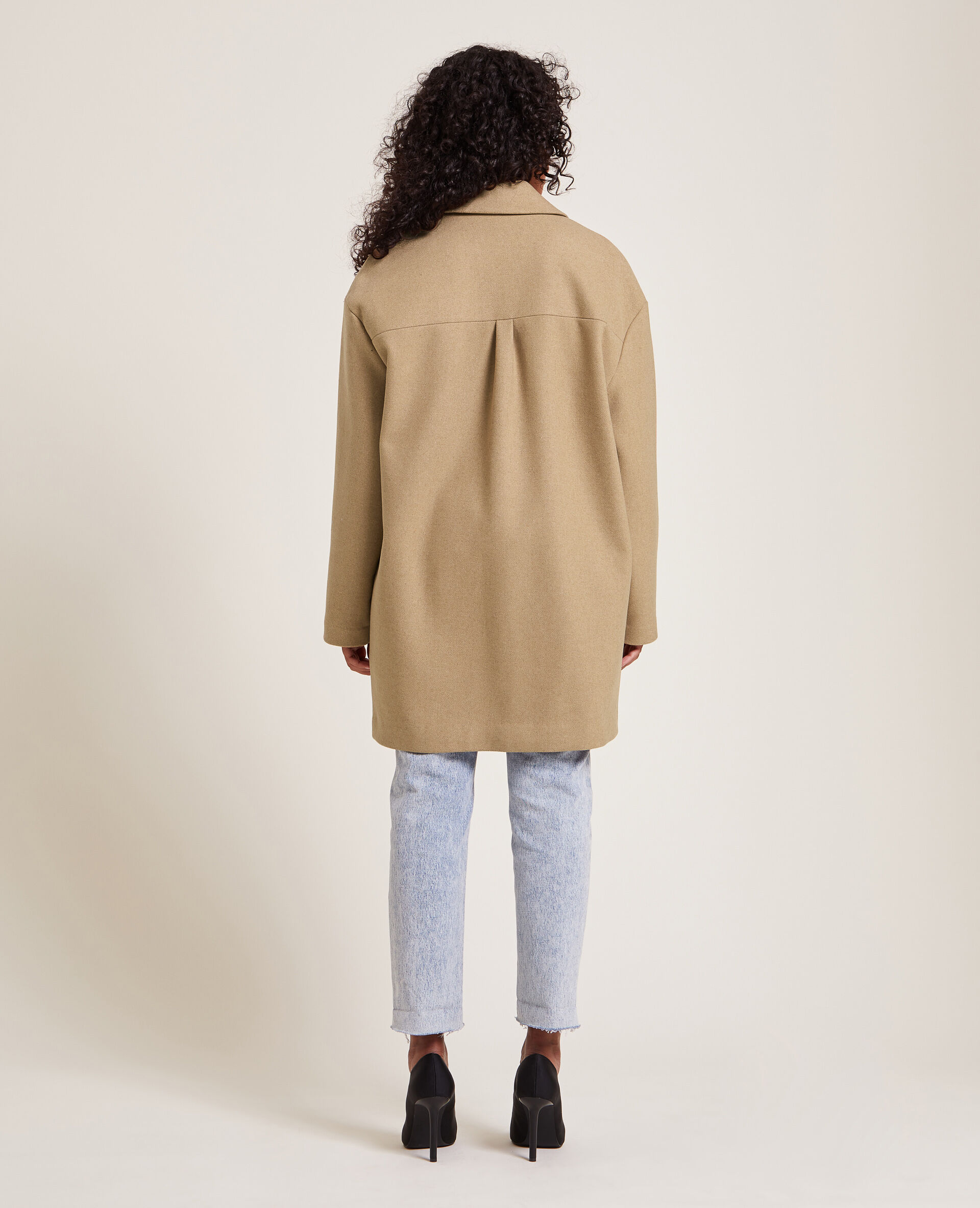 Caban oversize en drap de laine - Camel
