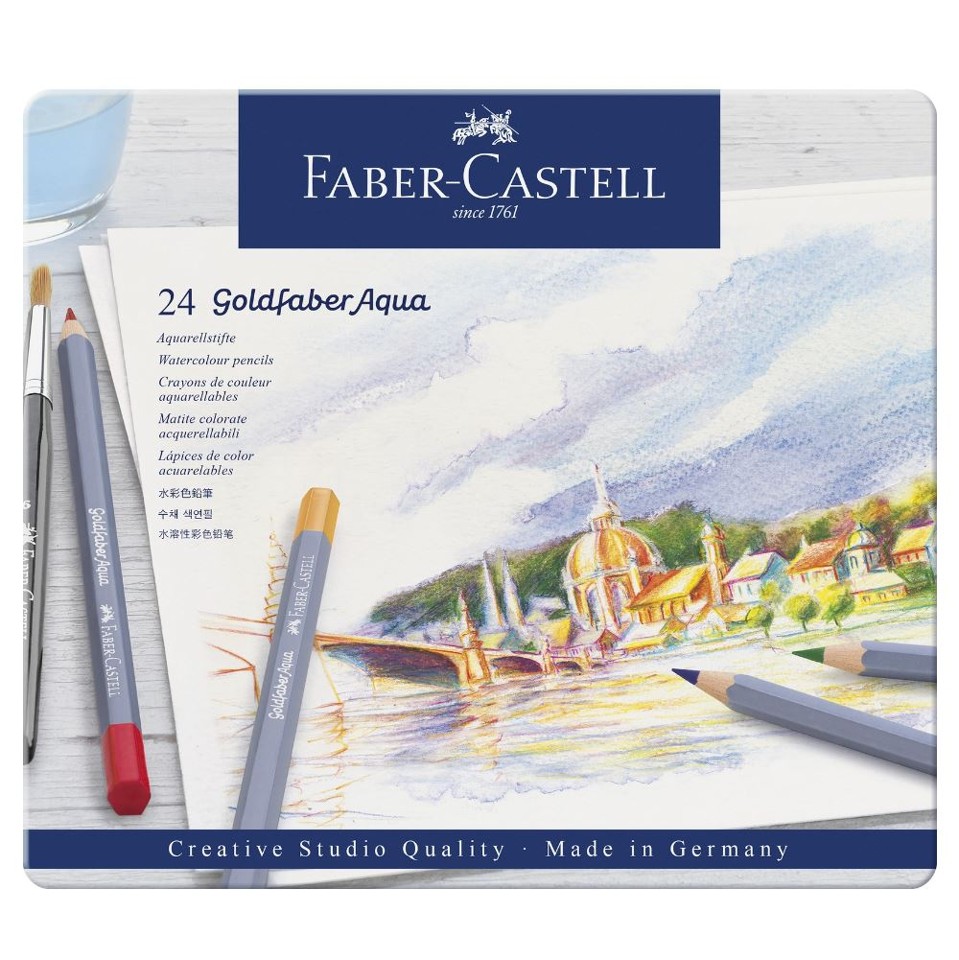 Faber Castell - Goldfaber akvarel farveblyamter i metalæske, 24 stk (114624)