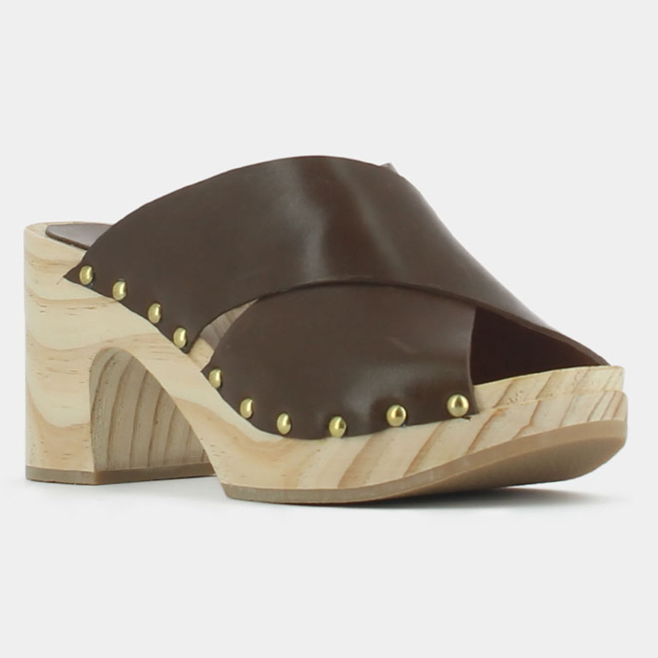 Jonak Mules sabots en Cuir Mahaut marron - Talon 8 cm