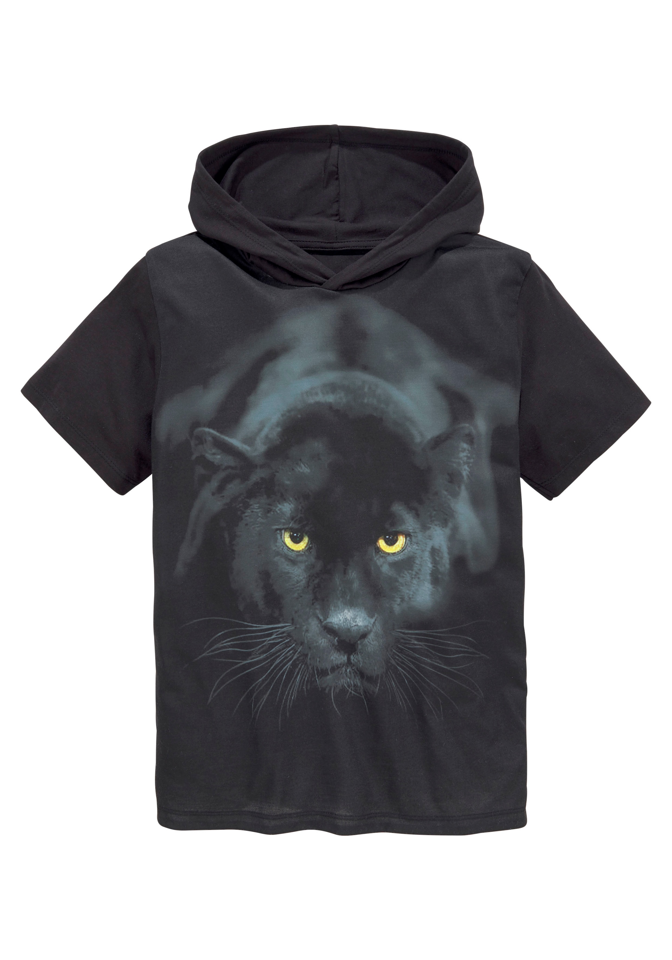 KIDSWORLD T-Shirt », Kapuzen-T-Shirt mit Fotoprint: PANTHER«, Kurzarm,  modische Passform,  mit stylischem Druck