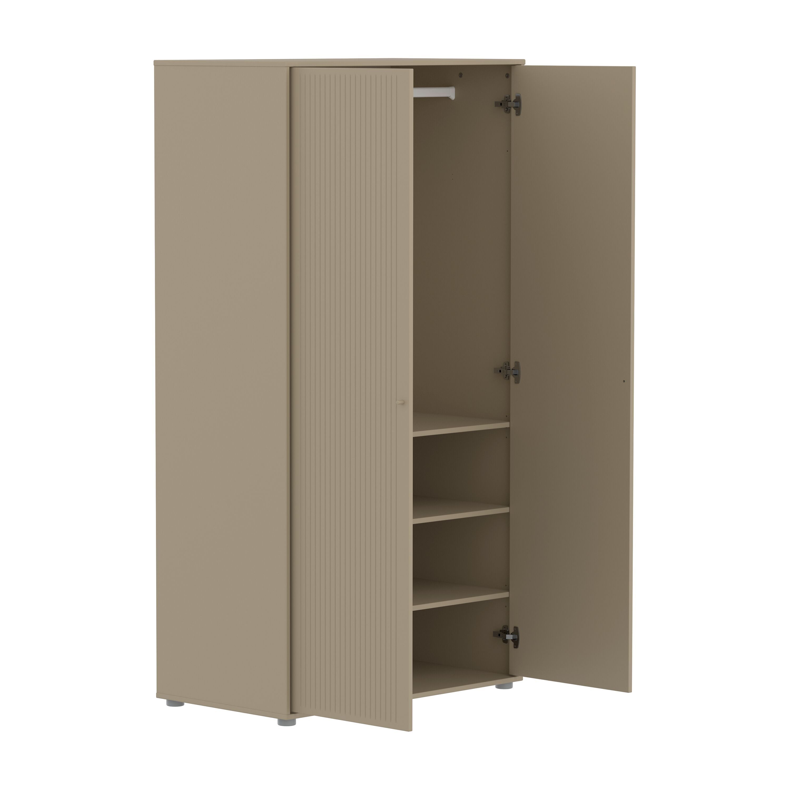 SAGA Schrank groov front oat mit oat Füs - Oat / B: 100.0 cm x T: 55.0 cm x H: 200.0 cm