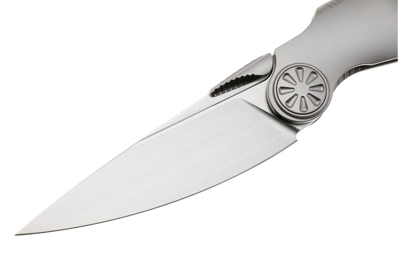 Rike Knife Predator Satin Böhler M390, Titanium, zakmes