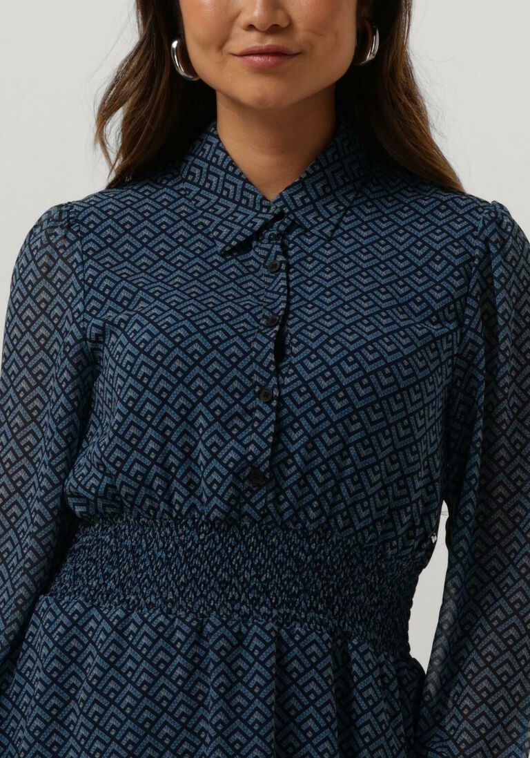 COLOURFUL REBEL blauwe colourful rebel mini jurk sacha small geo mini shirt dress