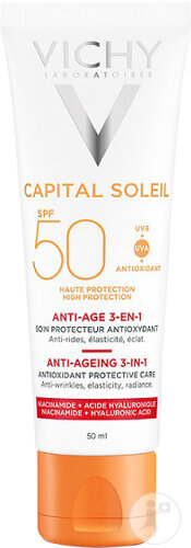 Vichy Capital Soleil IP50 Crème Solaire Anti-Âge Soin Protecteur Antioxydant 3-En-1 Tube 50ml