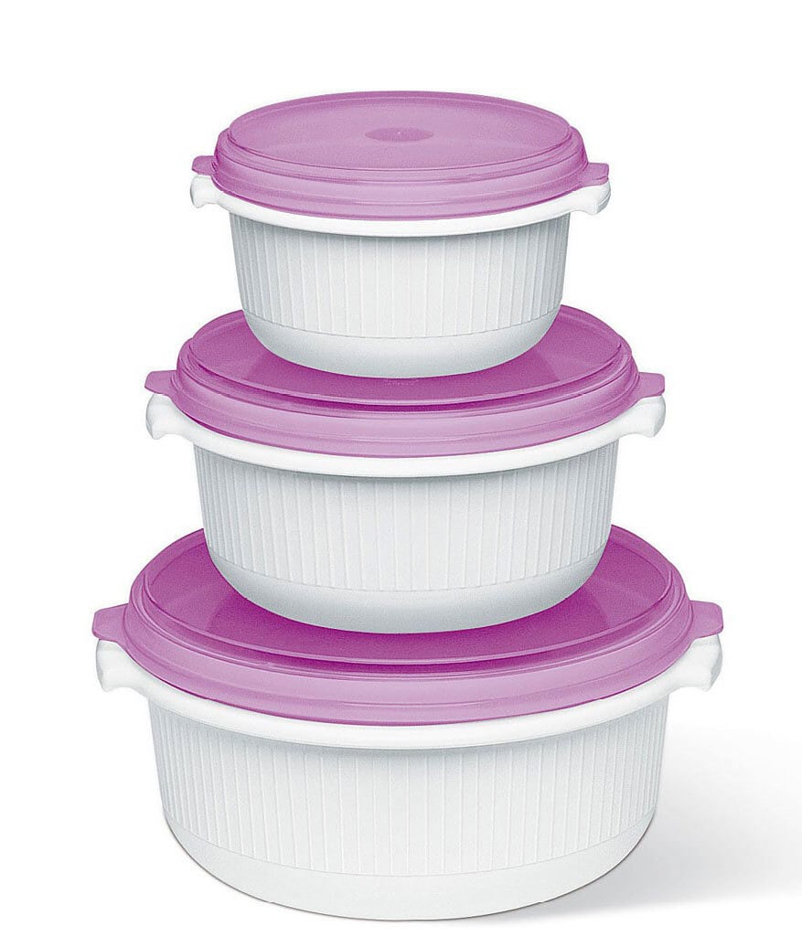 EMSA Mikrowellentopf 3 teiliges Starter Set MICRO FAMILY 508455 Weiß/ Brombeer