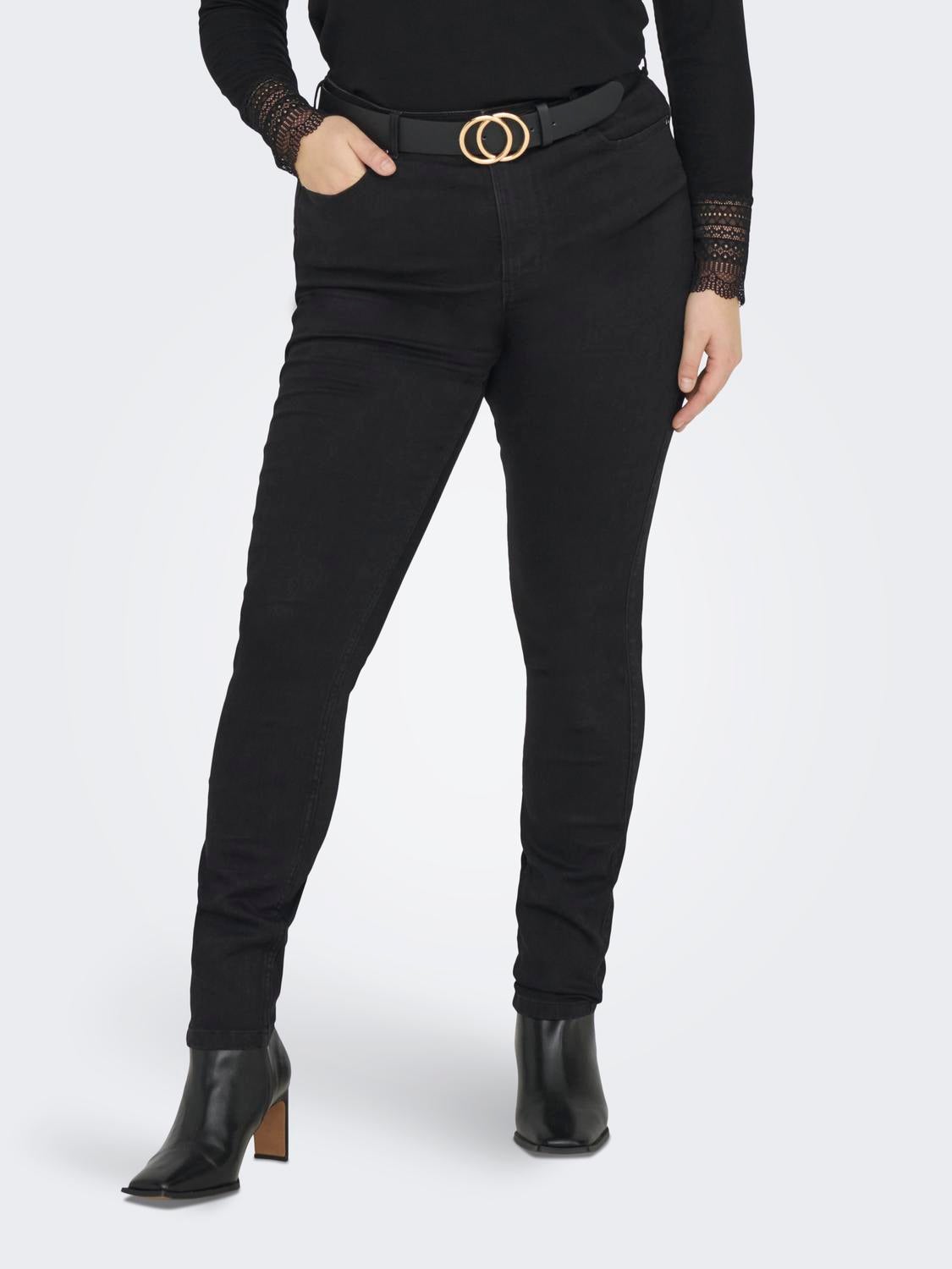 CARULTIMATE Mittlere Taille Skinny Fit Jeans Black Denim