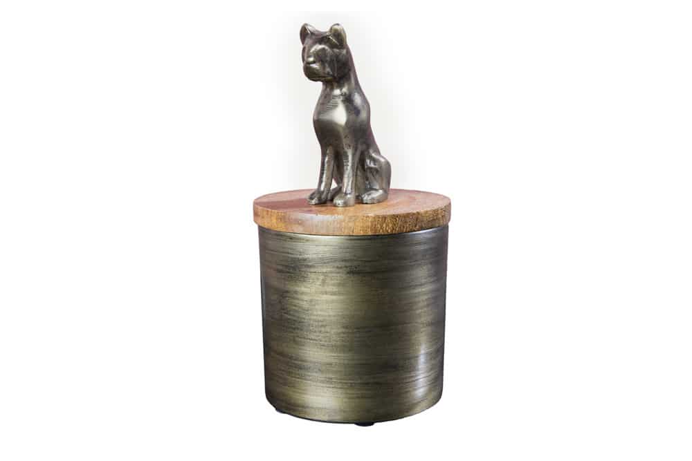 Design Dose PANTHER 20cm gold natur Mangoholz Panther-Figur Metall Dekoration