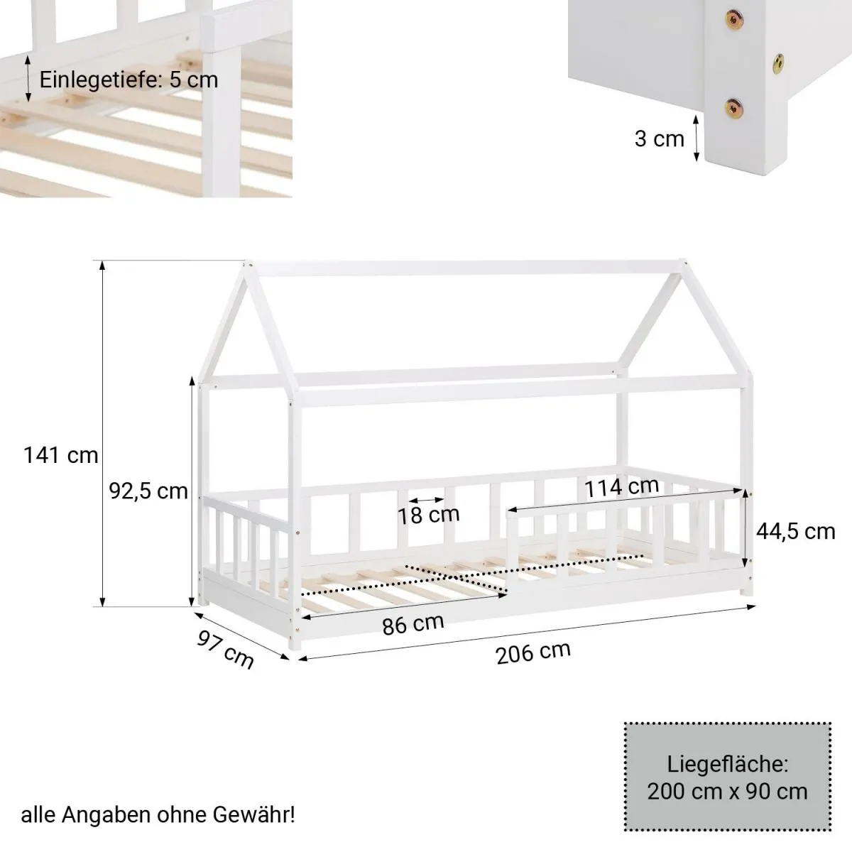 HOMESTYLE4U Lit D'Enfant 90x200 cm