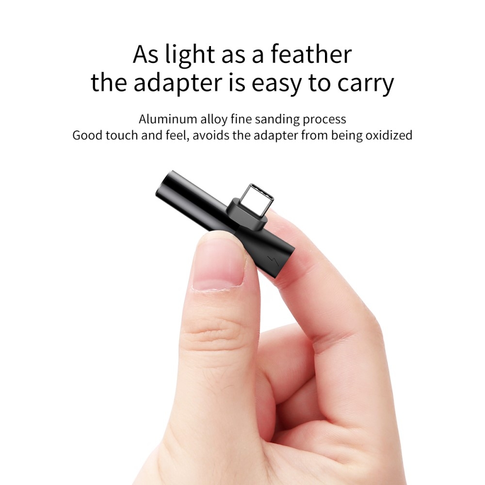 Mini 2in1 USB C auf 3.5mm Audio   USB C Adapter (1A) - Schwarz