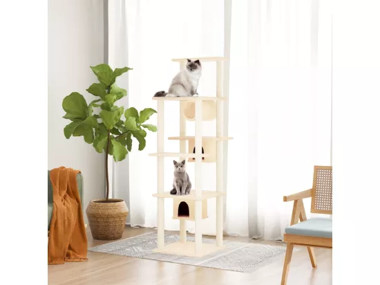 Arbre à chat avec griffoirs en sisal Crème 169 cm