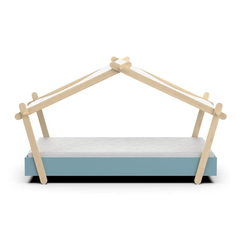 CBA Kinderbed Lodge - 223,2 x 105,5 x 129,7 cm - Blauw-Wit