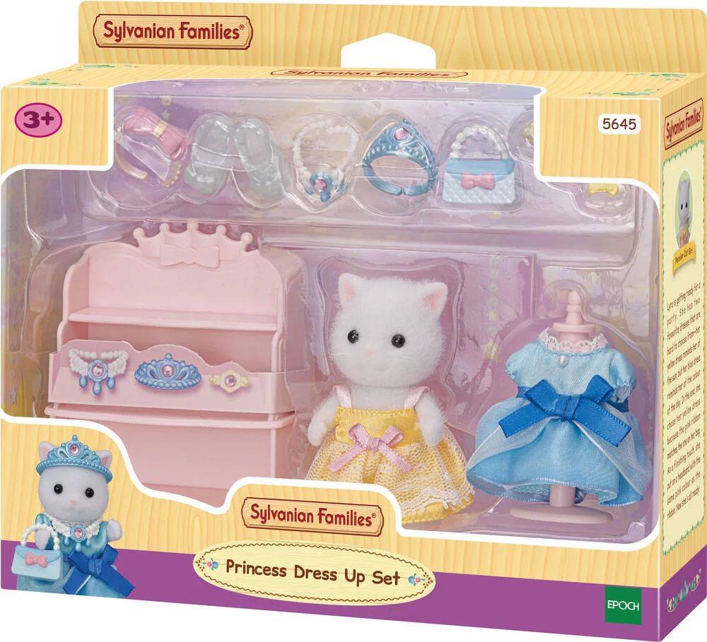 FIGURINE - LA FILLE CHAT PERSAN ET SA PANOPLIE DE PRINCESSE - SYLVANIAN PERSONNAGE ET TENUES