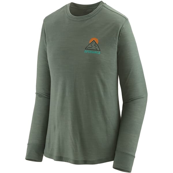 T-shirt randonnée PATAGONIA W'S L/S CAP COOL MERINO GRAPHIC SHIRT SLOW GOING: HEMLOCK GREEN