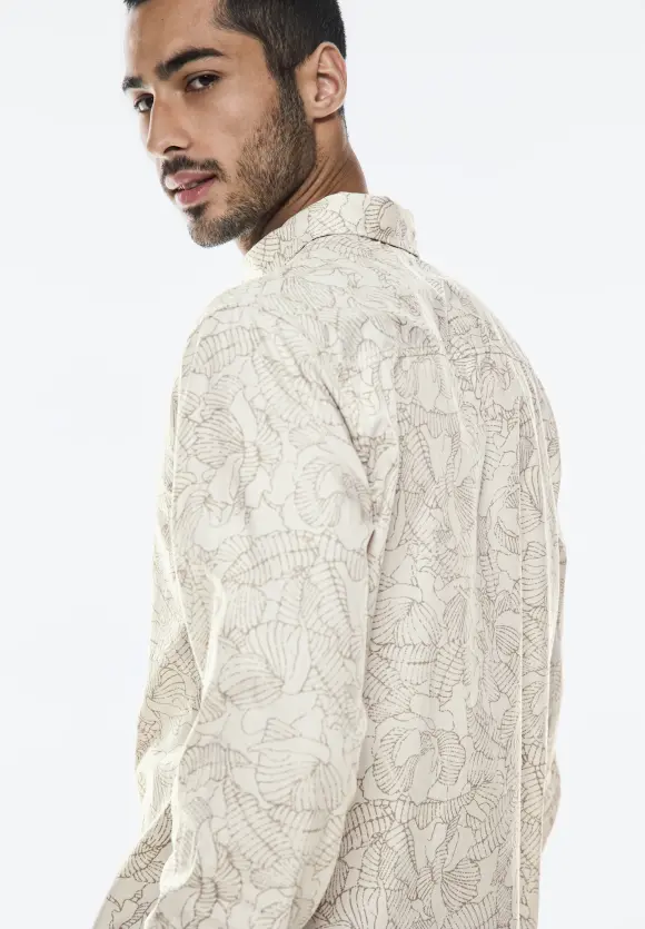 Canvas Hemd mit Print - faded stone