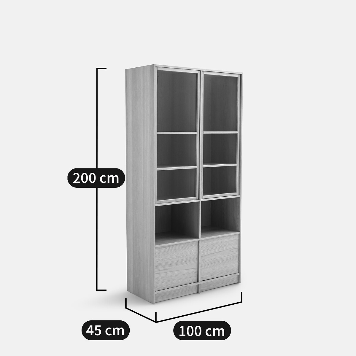 LA REDOUTE INTERIEURS<br>Vitrine modular em carvalho, com 4 portas e 2 compartimentos abertos, Senssia