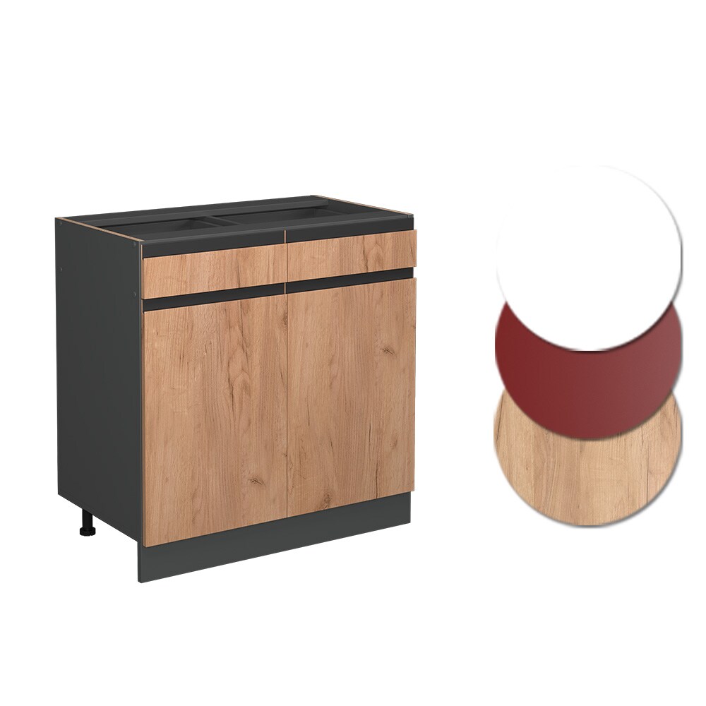 Vicco Schubunterschrank Küchenschrank Küchenmöbel R-Line J-Shape Anthrazit Eiche 80 cm modern