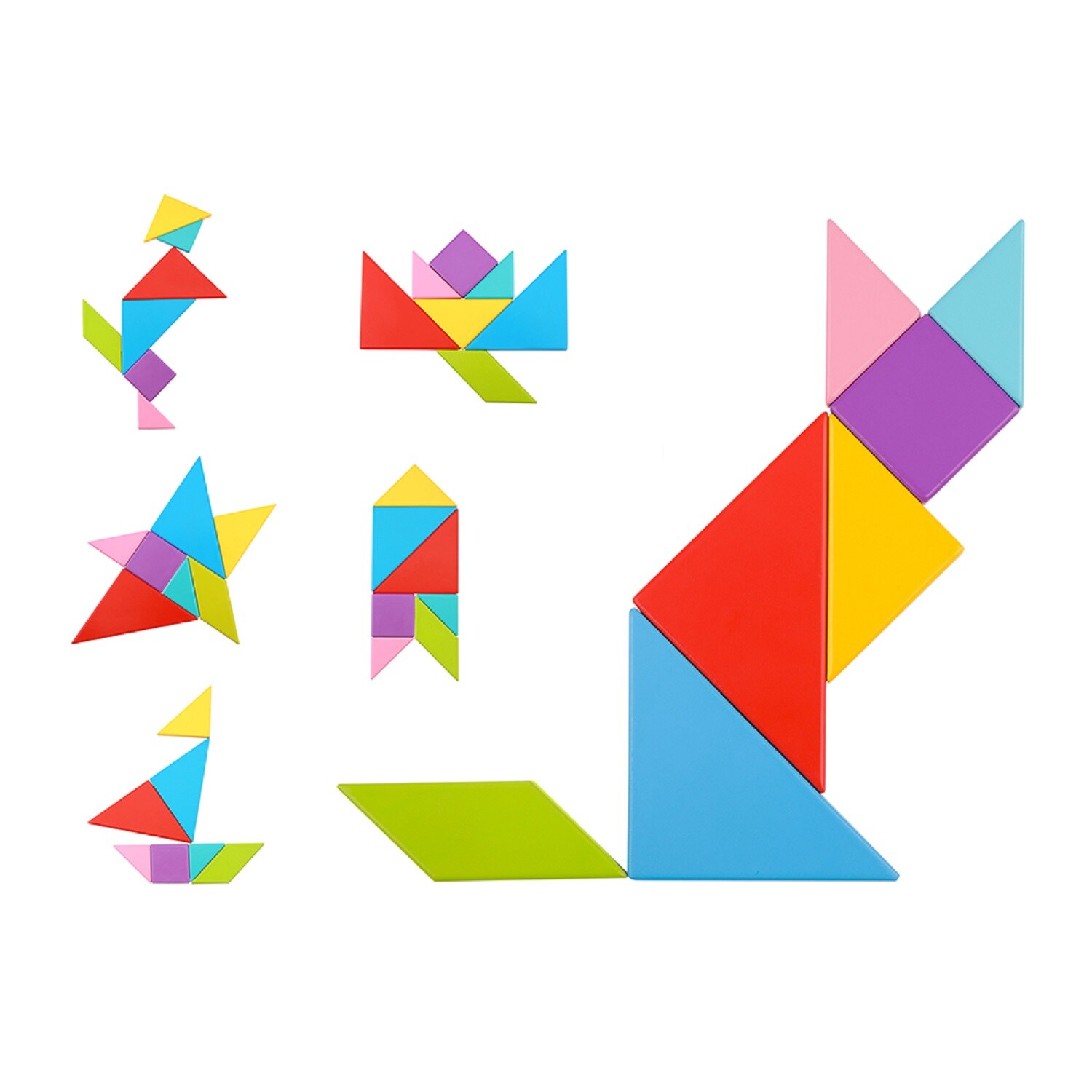 Tooky Toy Holz Puzzle Tangram TY879, 40-teilig, geometrische Formen, ab 3 Jahren rot