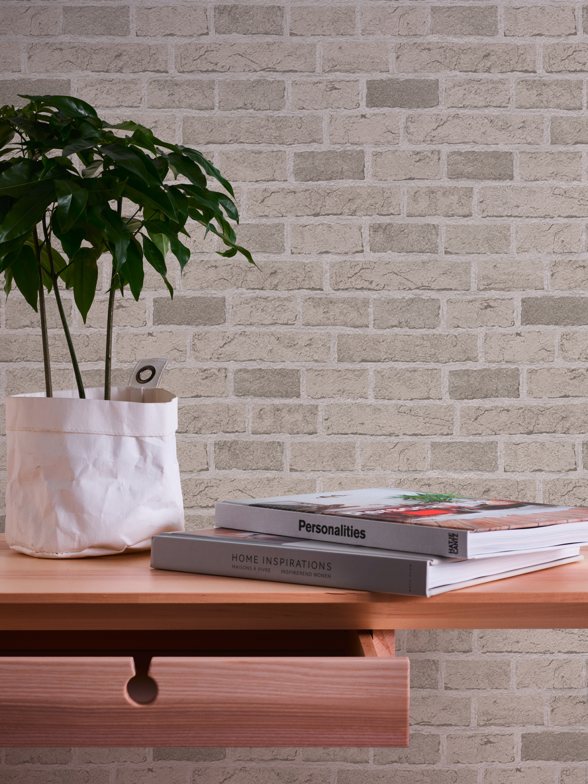 Papiertapete DEKORA NATUR 6 - Mauer - beige-creme - 10 Meter