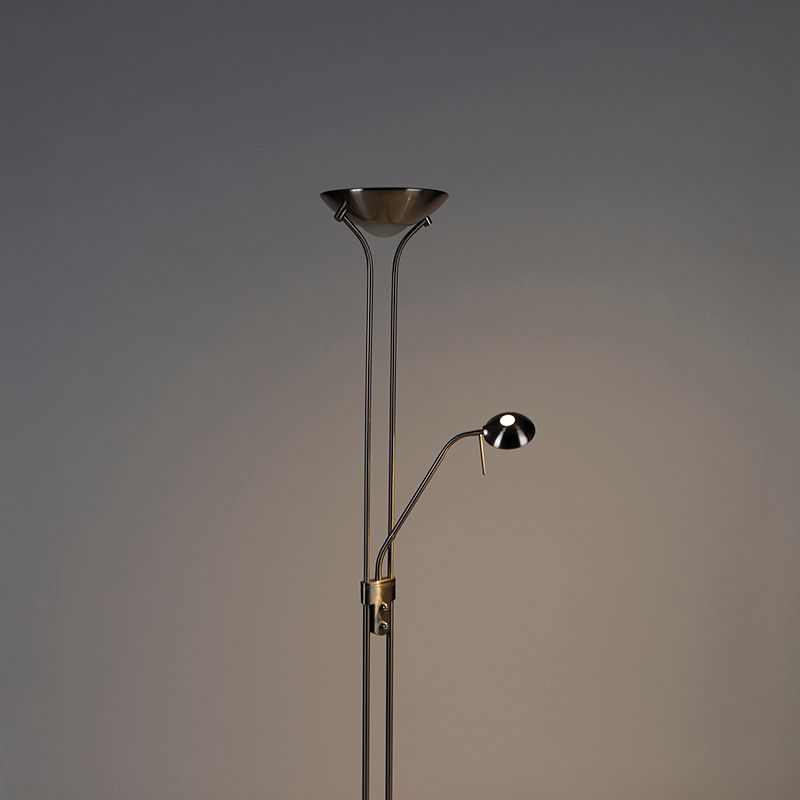 Vloerlamp staal met leeslamp incl. LED dimbaar in Kelvin - Diva