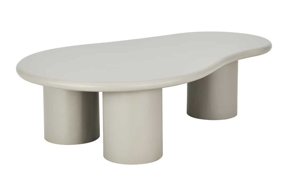Stilvoller Couchtisch ORGANIKO 130cm cement greige organische Form