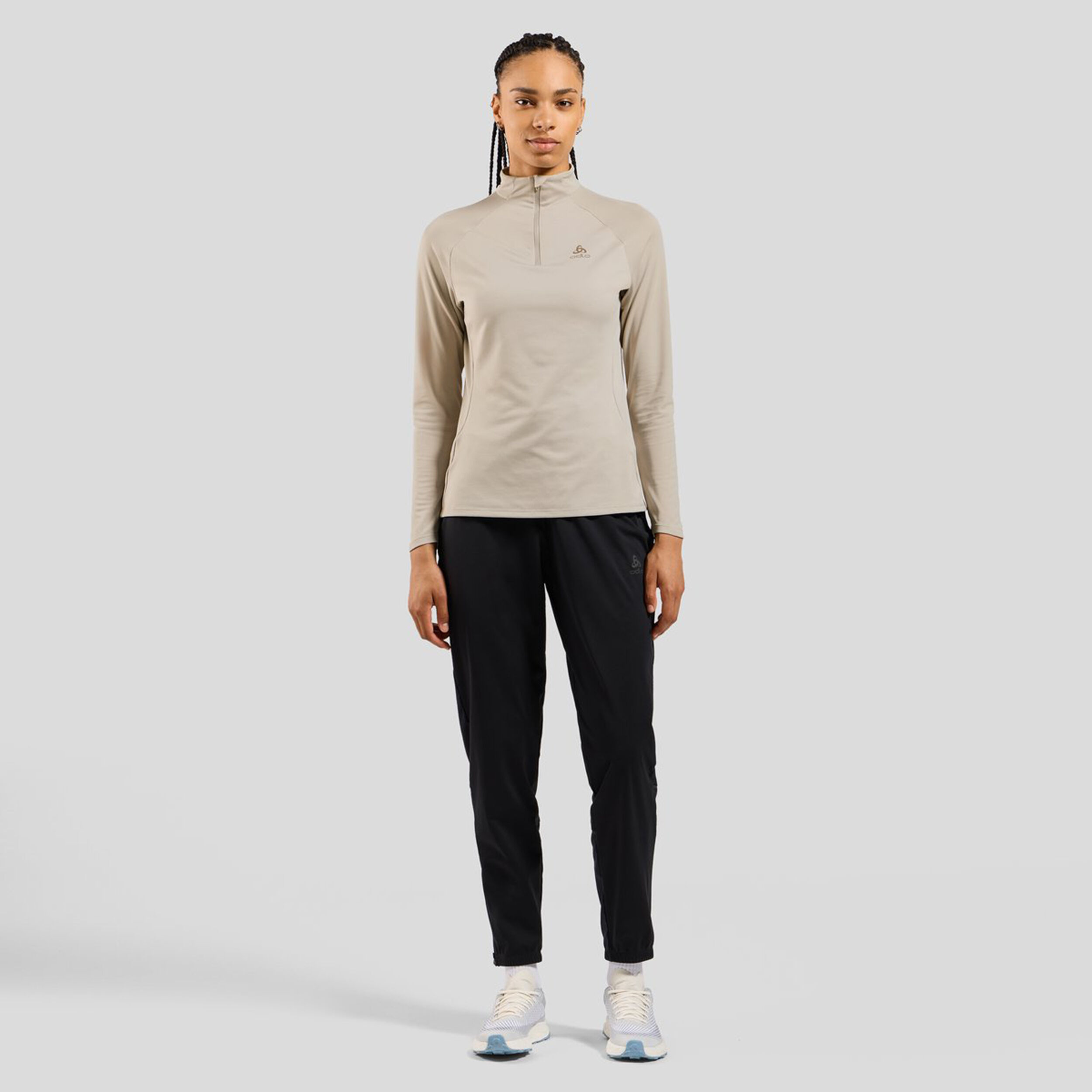Odlo Essential Ceramiwarm Mid Layer 1/2 Zip Maillot De Course Femmes - Crème