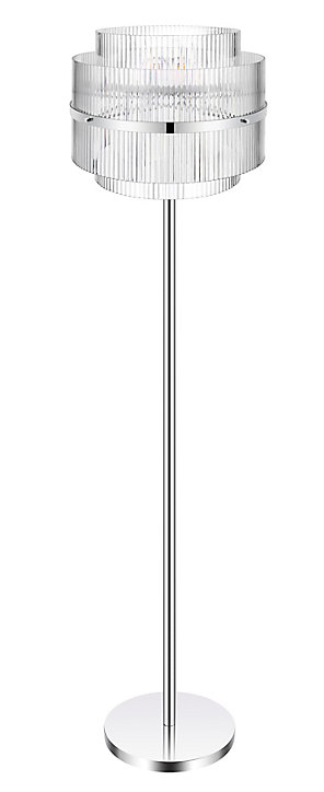 Lampadaire Rhyolit GoodHome E27 argent brillant