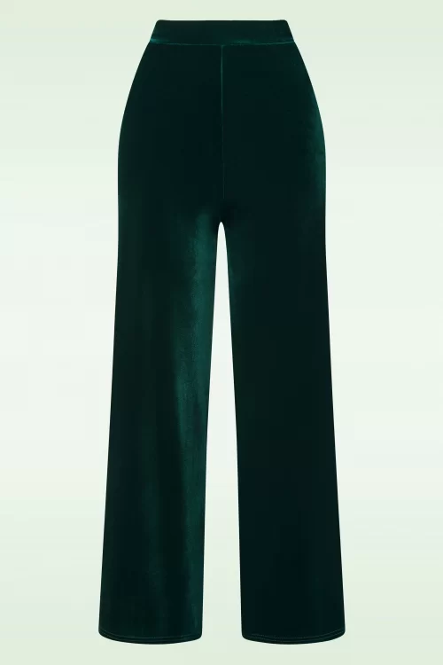 Vintage Chic for Topvintage Victoria fluwelen broek met rechte pijpen in groen