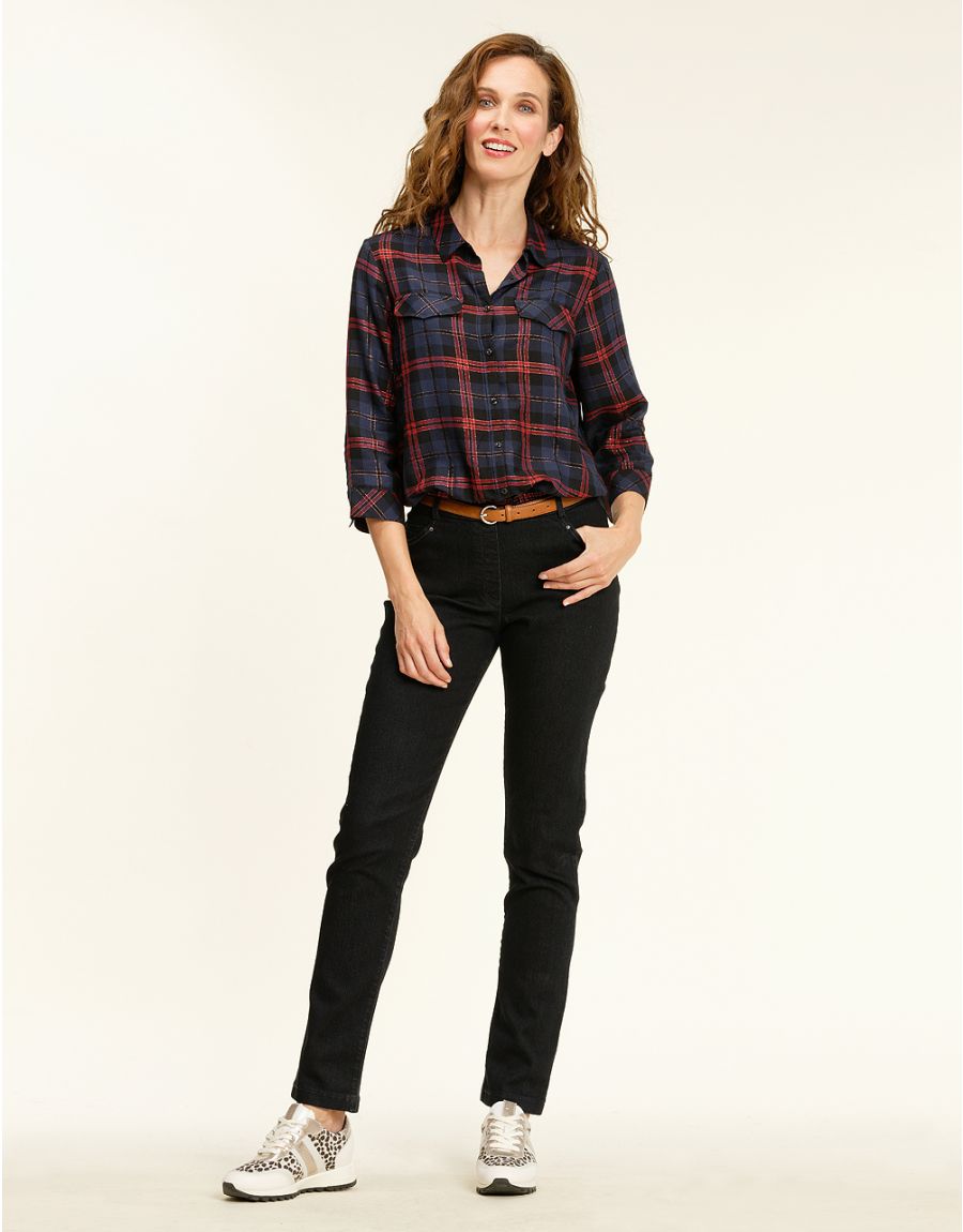 Blouse à carreaux marine