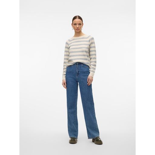 Vero Moda Doffy LS Striktrøje, Birch/Light Grey Melange, L