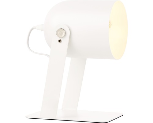 Yan witte 1-lichts tafellamp, 29 cm hoog, met in-line snoerschakelaar en draaibare kop