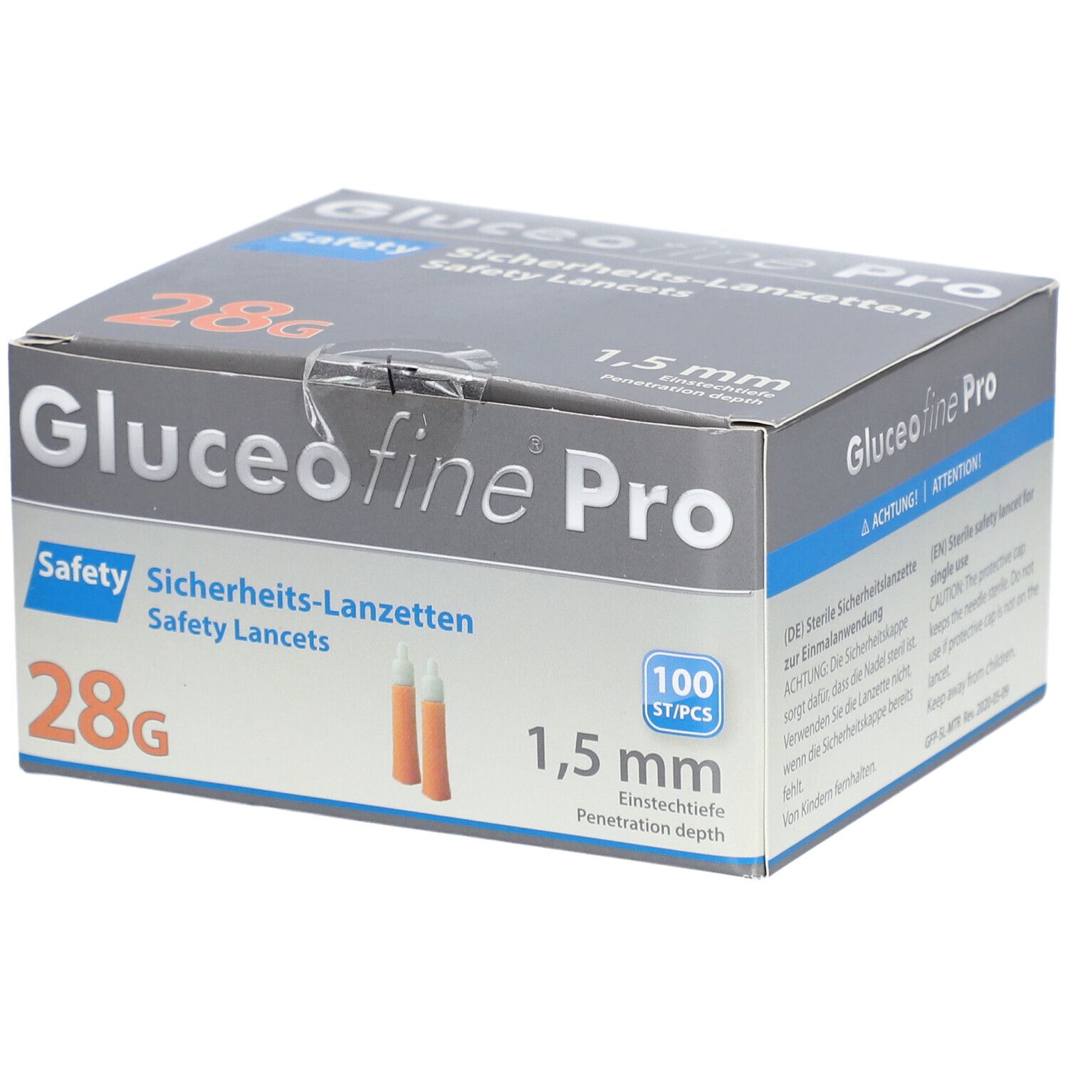 Gluceofine® Pro Safety Sicherheits-Lanzetten 28 G, 1,5 mm