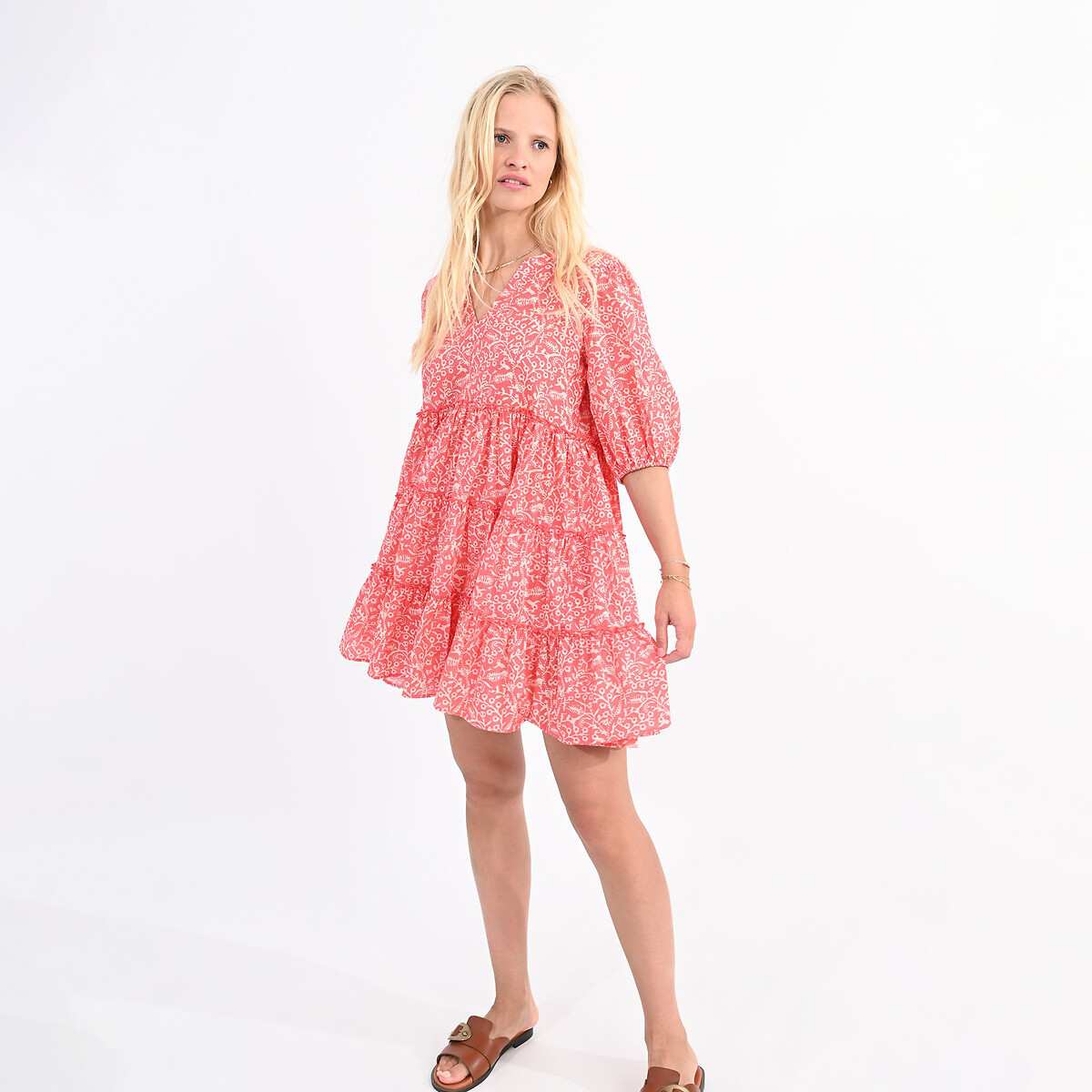 MOLLY BRACKEN<br>Vestido curto estampado com decote em V