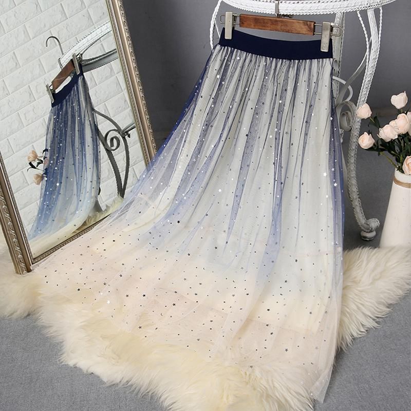 Sisyphi - Hoge taille glitter midi A-lijn rok