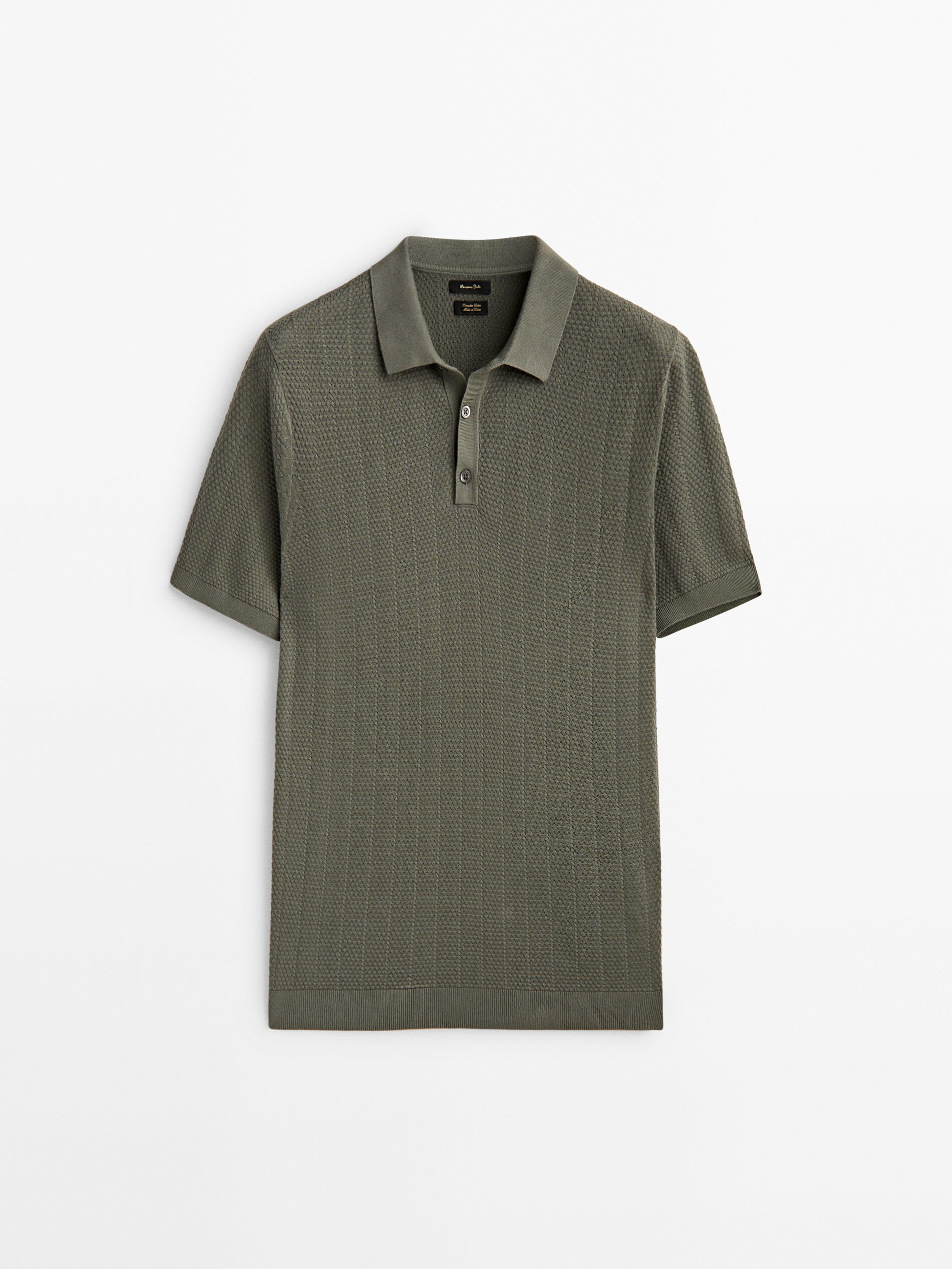 Camisa polo de malha com estrutura de manga curta - Lapela cáqui