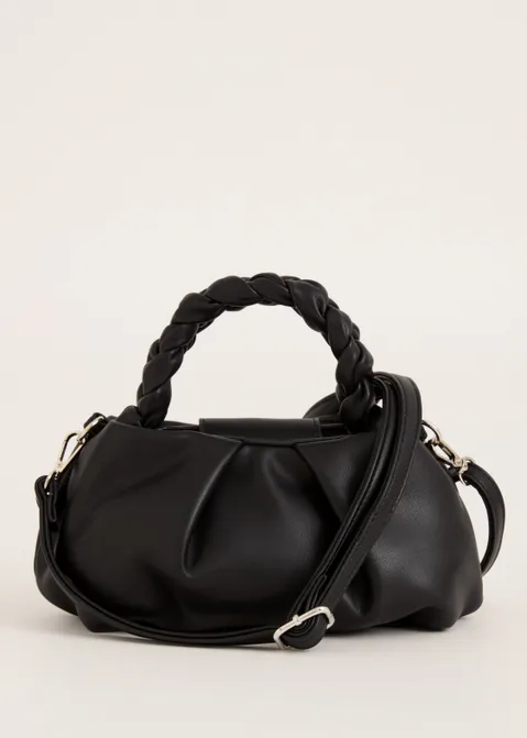 Crossbody tas met gevlochten detail zwart (ZWART)
