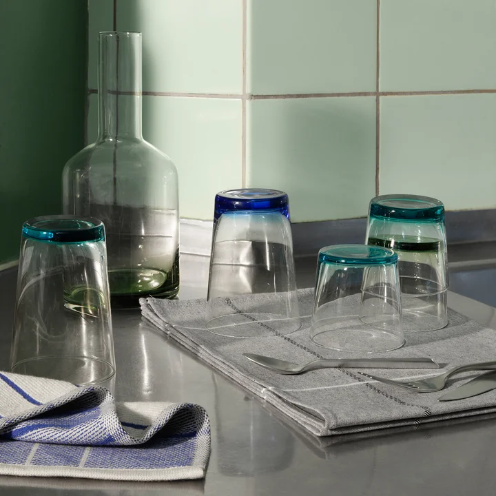 Broste Copenhagen - Hue Karaffe 1.1 l, clear / blue