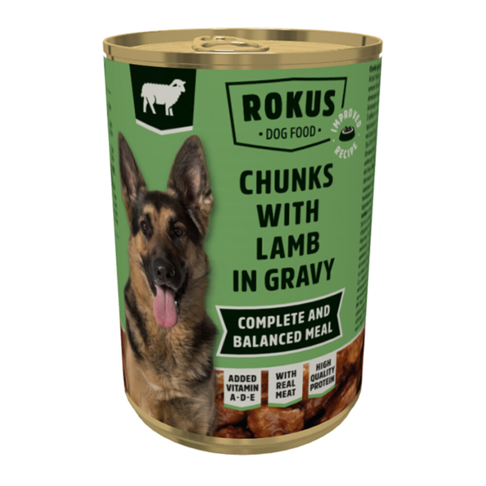 Rokus Hondenvoer Blik Stukjes Lam in Jus415 gr
