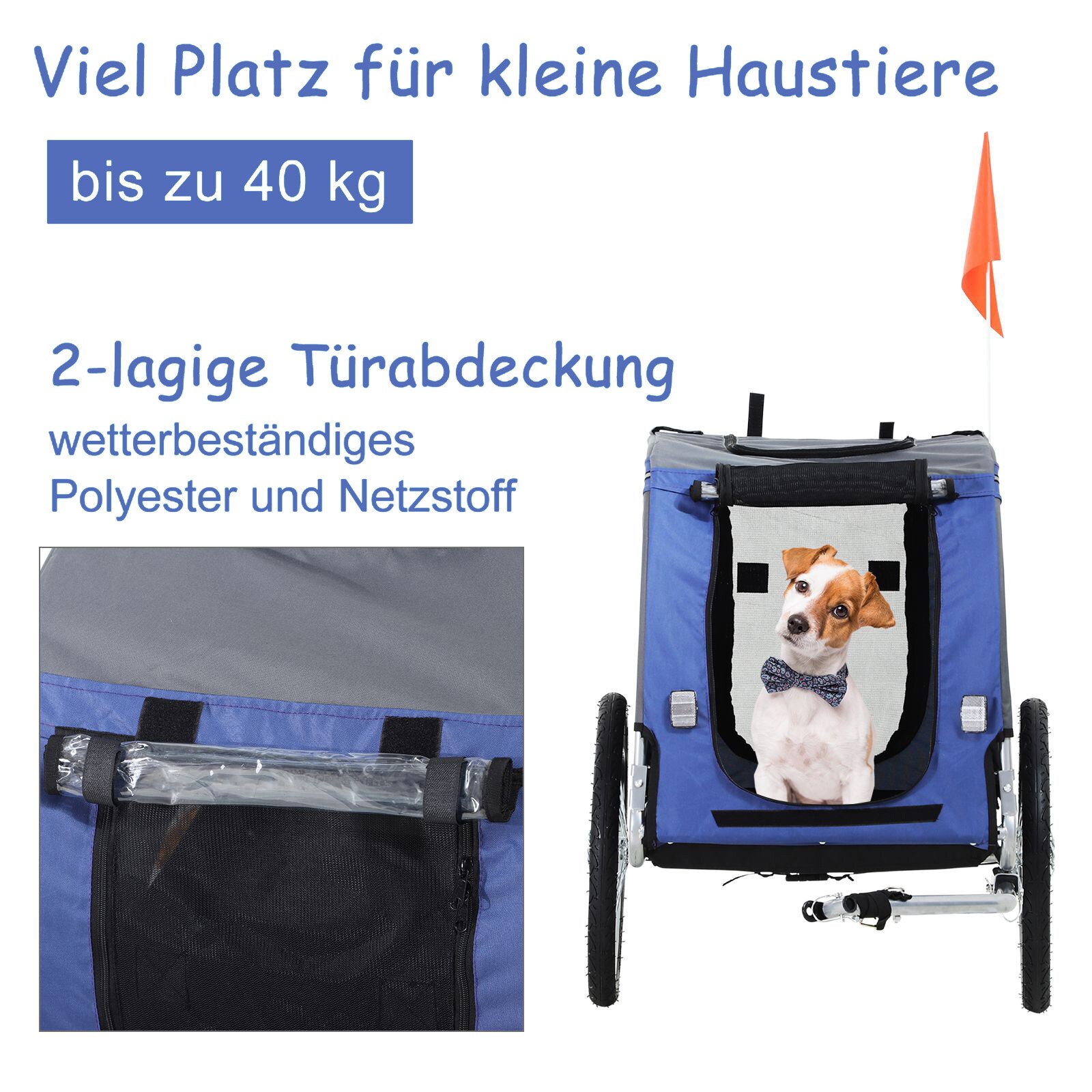 PawHut Fahrradanhänger für Hunde 130 x 73 x 90 cm (LxBxH)