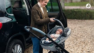 Coral 360 0 - 12 M  40 - 75 cm   0 - 12 kg    Intuitive FlexiSpin-Drehung mit nur einer Hand |    Der erste modulare Baby-Autositz |    Ultraleichtgewicht |    „Easy-in”-Gurt |