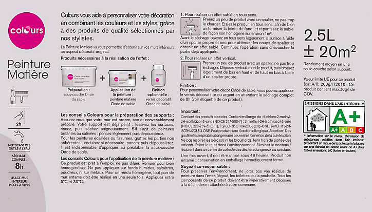 Peinture décorative Colours onde de sable nuage 2,5L