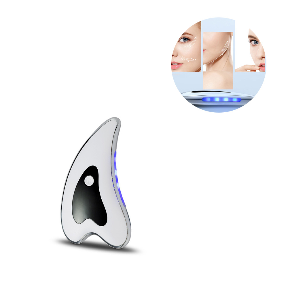 Elektrisches USB Gesicht Massage Gerät Gua Sha Wärme Beauty Schaber - Weiss