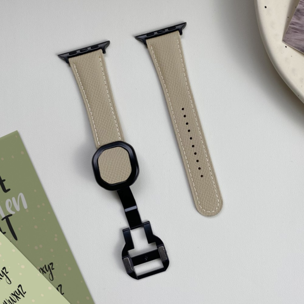 Apple Watch (49/46/45/44 mm) Echtleder Armband mit Magnet-Verschluss (Gelenkumfang: 170-220mm) - Orange / Braun