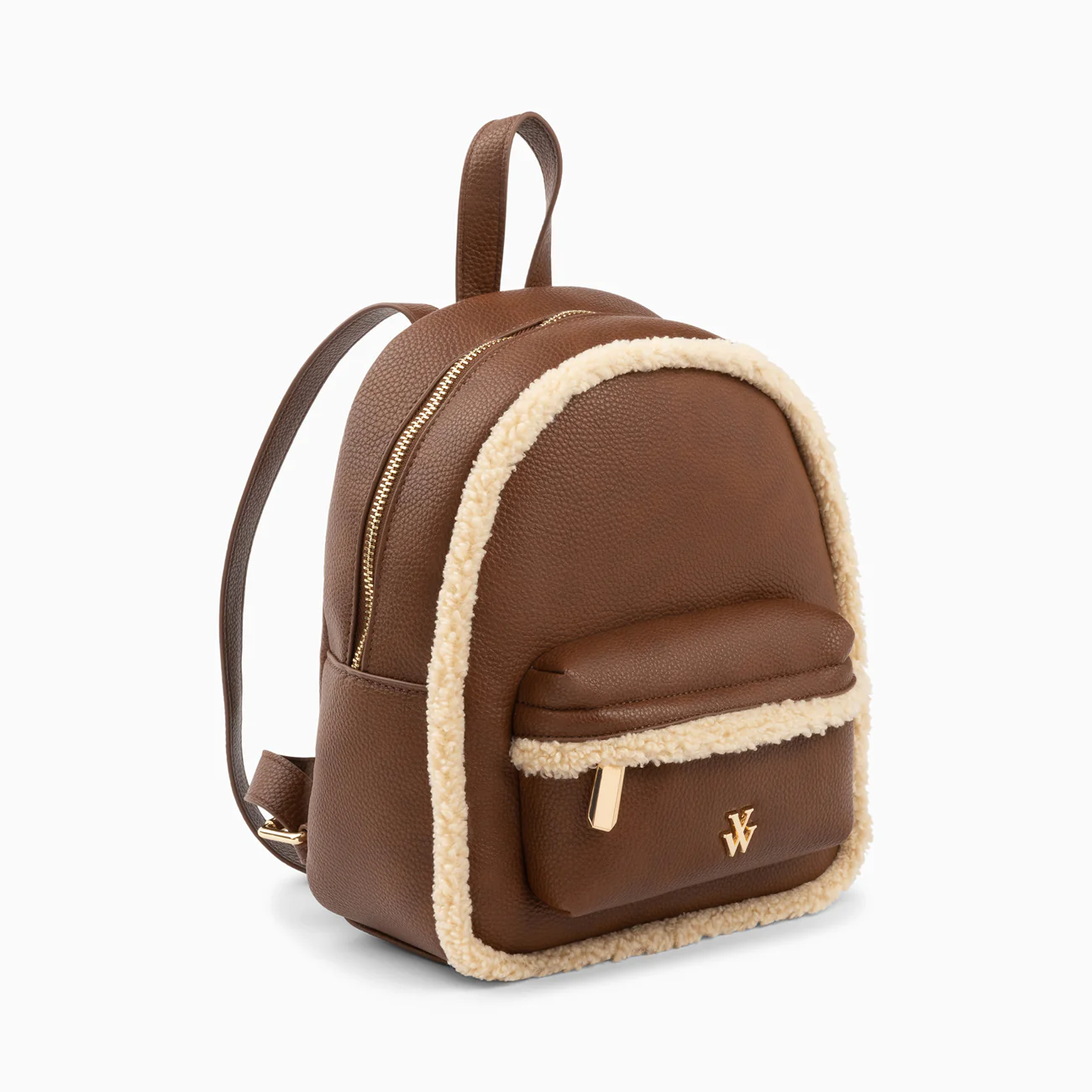 Sacs-Petit sac à dos Anouchka marron et beige en faux shearling