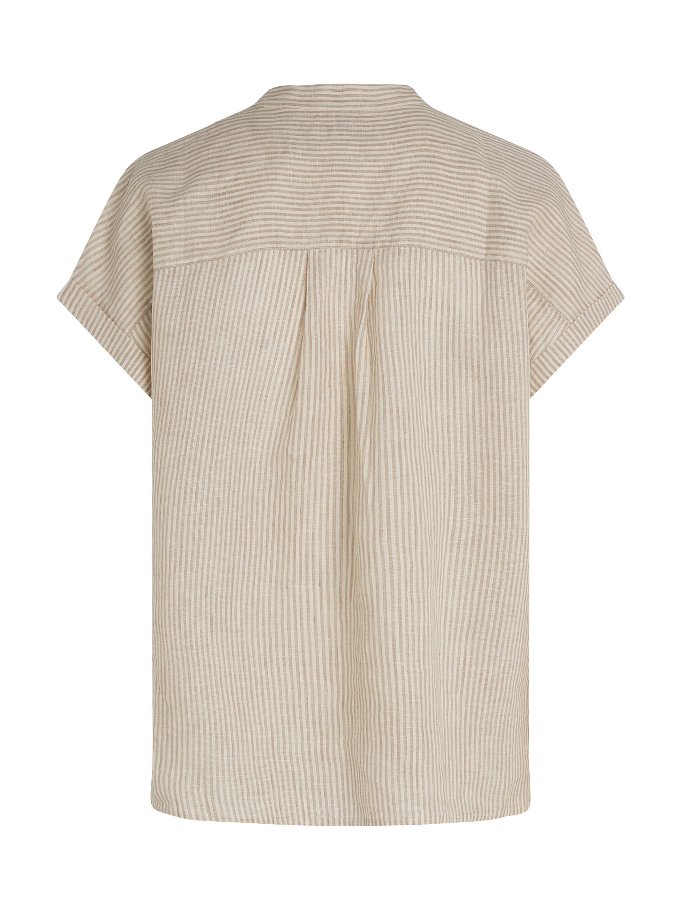 Tommy Hilfiger Kurzarmbluse »ESS LINEN COLLARLESS S/S BLOUSE« mit Logostickerei ,kühlendes Premium Leinen