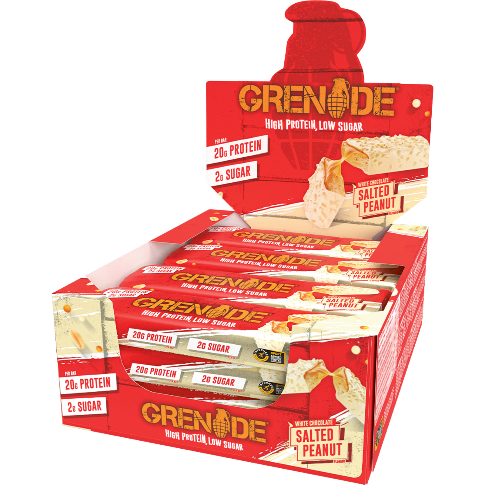 Grenade High-Protein Riegel White Chocolate Salted Peanut 12 x 60 g