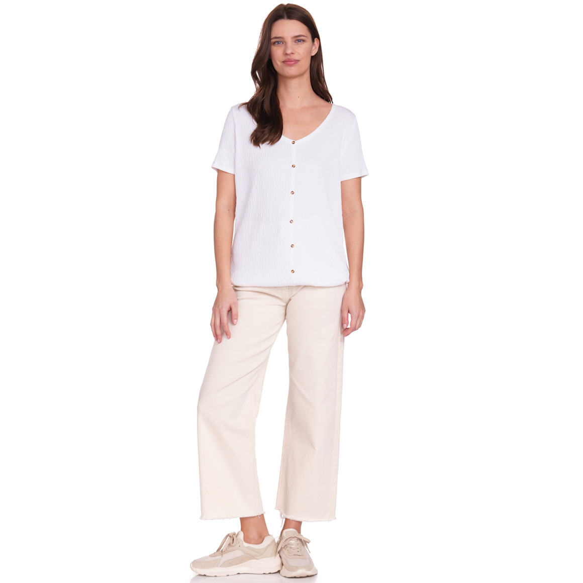 Gina Benotti Damen T-Shirt mit Strukturmuster weiss