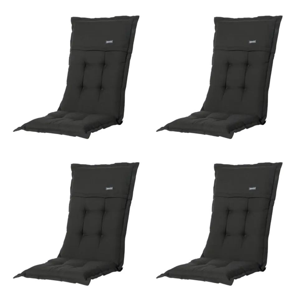 Madison - Tuinstoelkussen Lage Rug Rib black - Ca. 105x50 cm - Set van 4