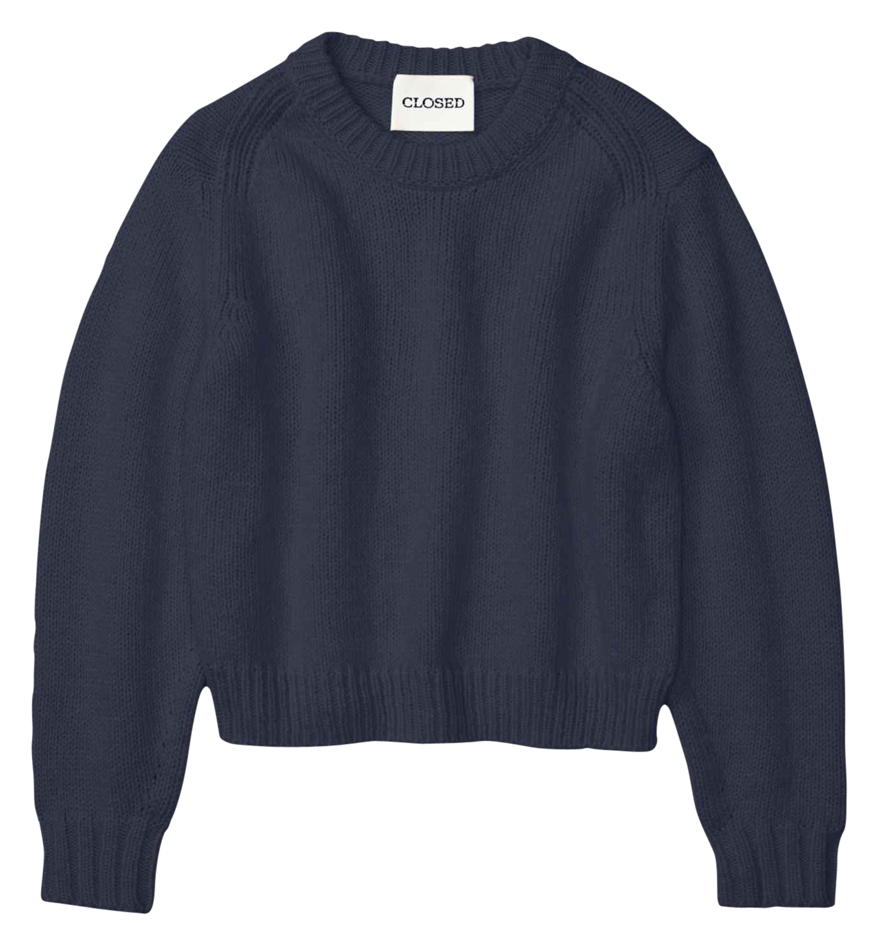 Pull col rond en laine mélangée | Bleu