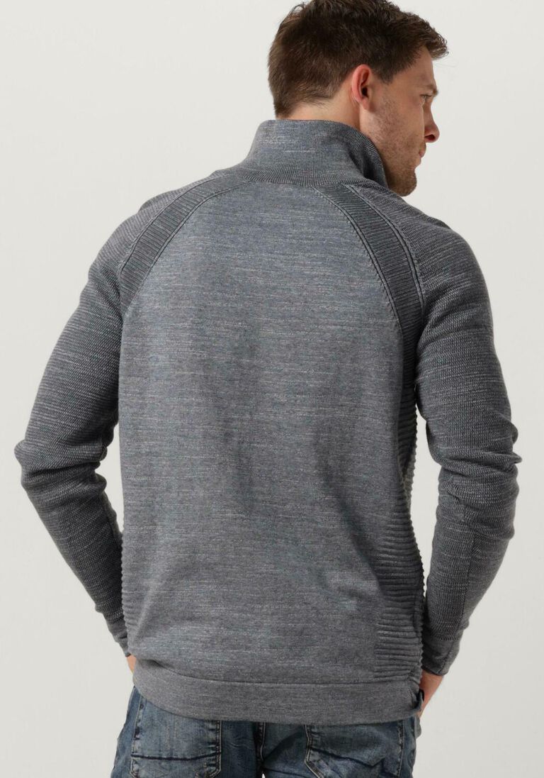 CAST IRON donkerblauwe cast iron trui half zip collar cotton heather plated half zip