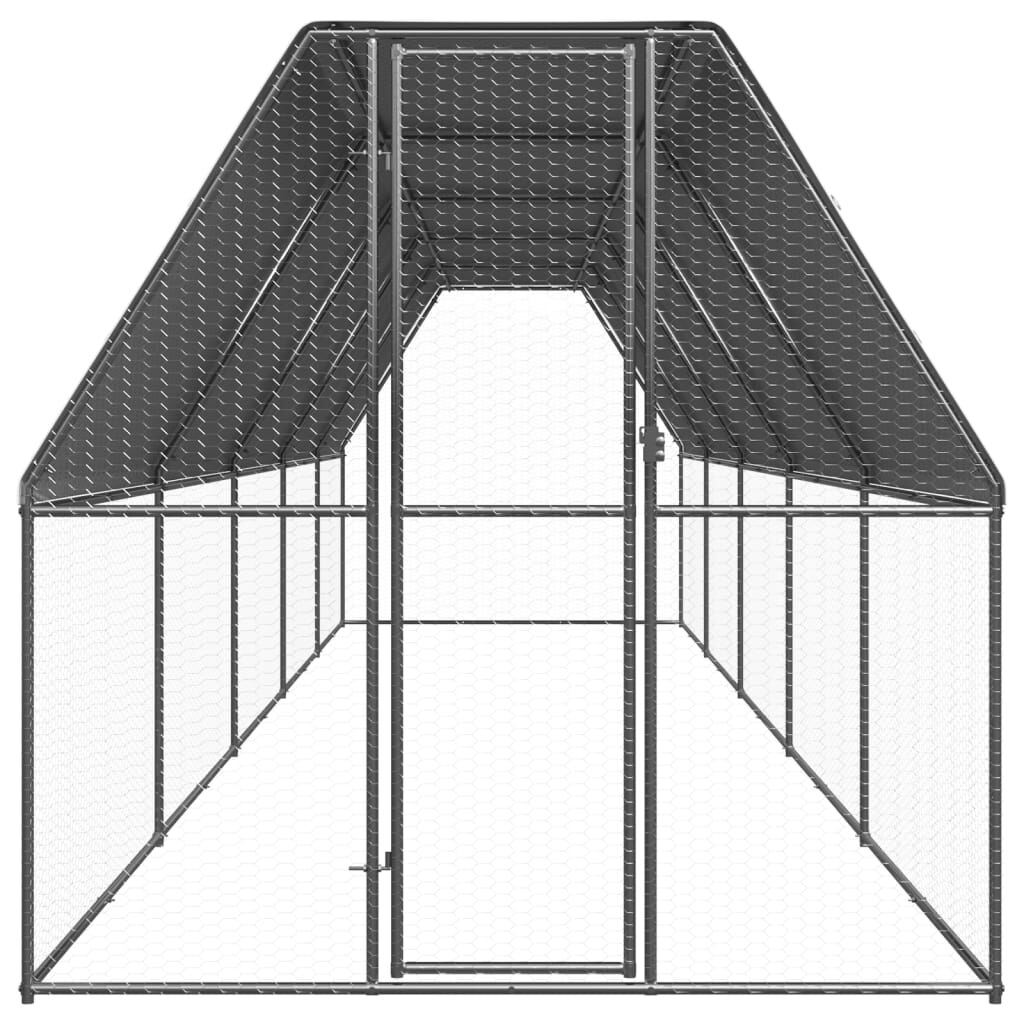 vidaXL Buitenkooi voor kippen 2x10x2 m gegalvaniseerd staal